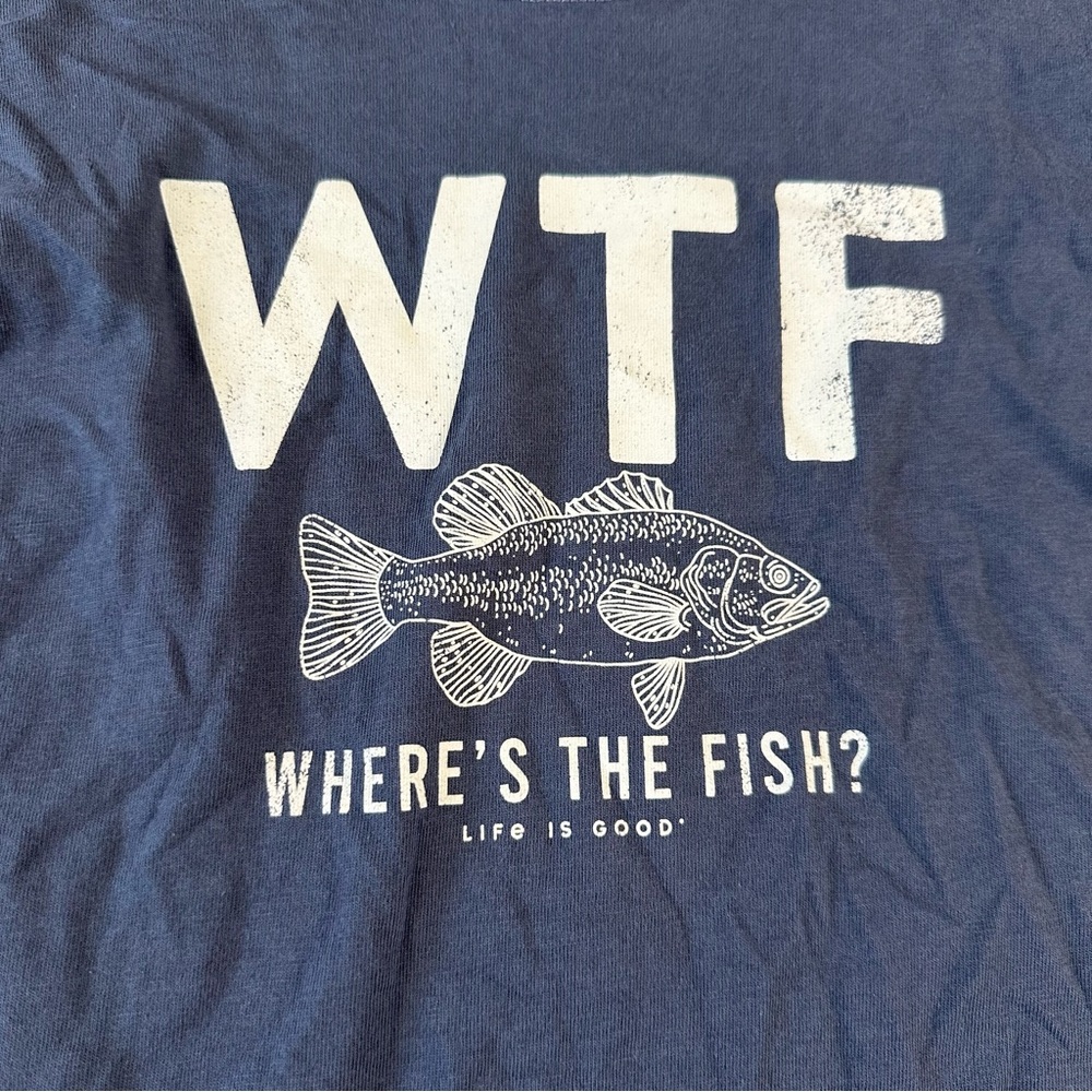 Life Is Good‎ Mens Long Sleeve Crusher T-Shirt Mens XL Blue Fishing Outdoor Boat